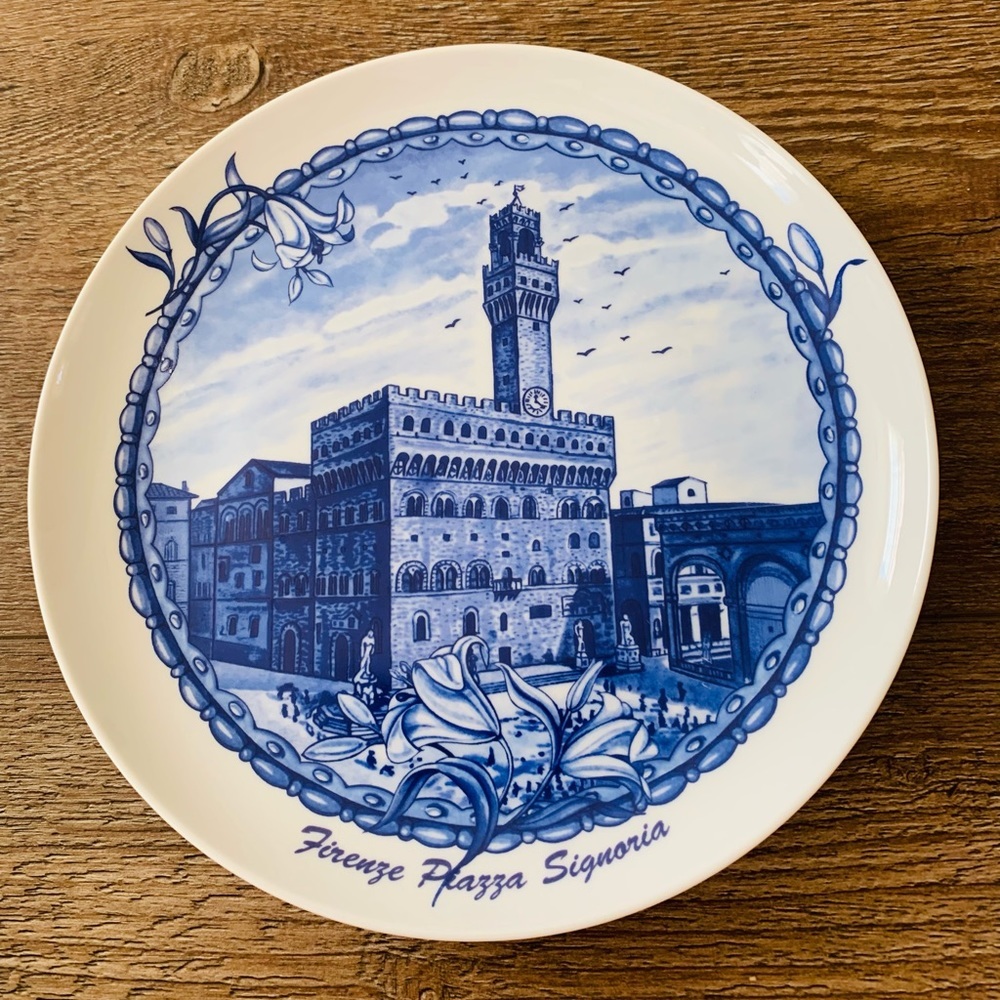 Antique Firenze Piazza Signiria Plate 10” - Picture 3 of 6